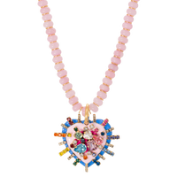 Necklace with a colorful heart-shaped pendant on a white background