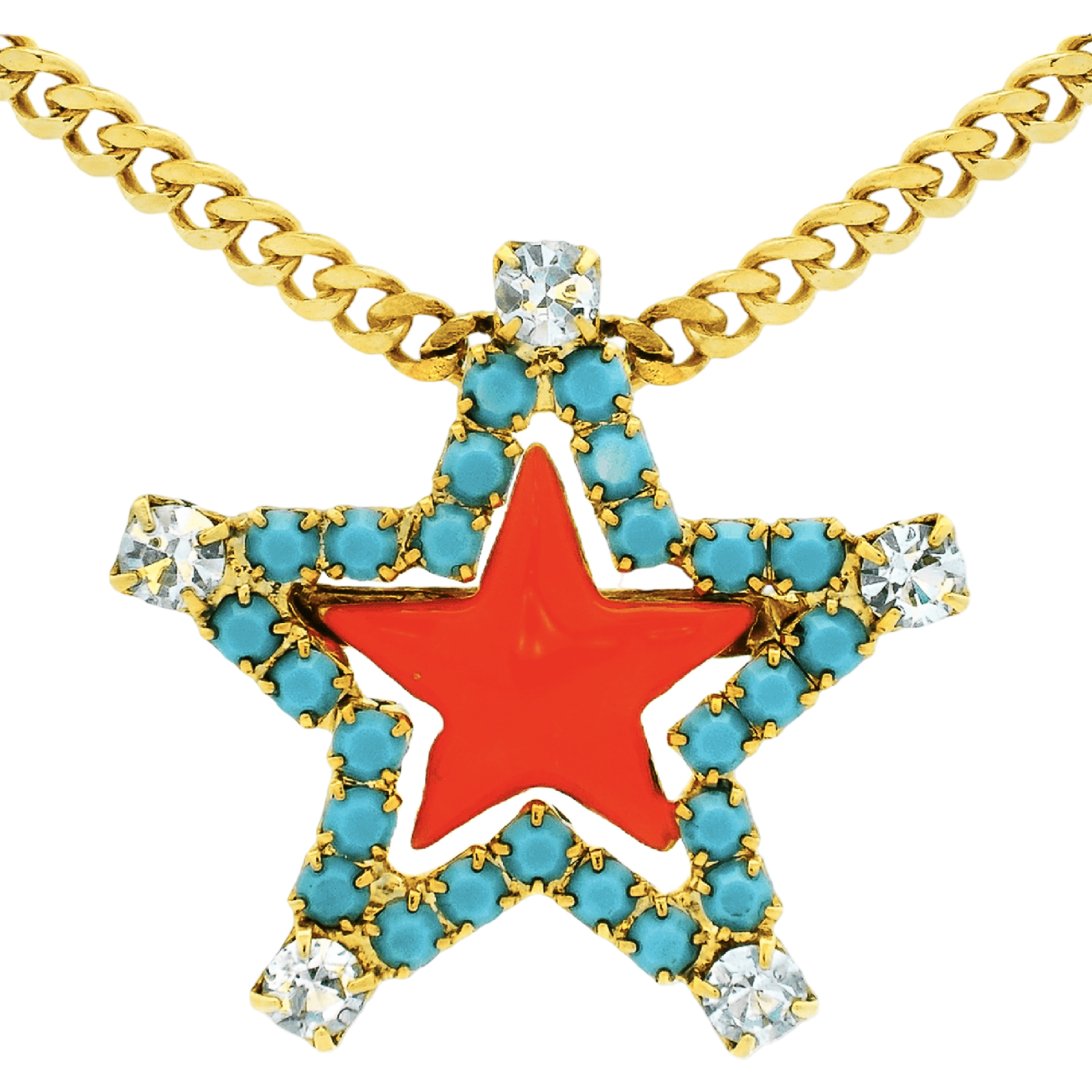 tova necklace, sweet star necklace, coral necklace, statement necklace, enamel jewelry, crystal necklace, gold plated necklace, colorful jewelry, canadian jewelry