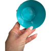 turquoise metal cachepot, 4 inch round planter, Mattie turquoise planter, small metal flower pot, colorful indoor cachepot, chic storage container, utensil holder planter, durable decorative planter, metal herb pot, pop of color home accent