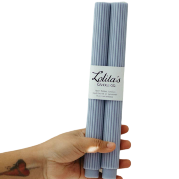 unscented lilac pillar candles, soy beeswax taper candle, eco-friendly taper candles, clean burning decorative candle, sculptural lilac candles, hand poured candle set, pastel purple home decor candles, Rome pillar candle lilac, natural wax dripless candle, non-toxic table candles