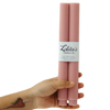unscented mauve taper candles, soy beeswax blend candle set, mauve Rome pillar candles, hand poured clean burning candle, eco-friendly mauve candles, pastel purple candle pair, dripless natural wax candle, sculptural decorative taper candles, mauve home decor candles, sustainable romantic candles