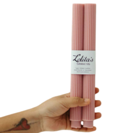 unscented mauve taper candles, soy beeswax blend candle set, mauve Rome pillar candles, hand poured clean burning candle, eco-friendly mauve candles, pastel purple candle pair, dripless natural wax candle, sculptural decorative taper candles, mauve home decor candles, sustainable romantic candles