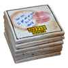 Stack of Waffle House coasters with a signature and phone number on a white background
