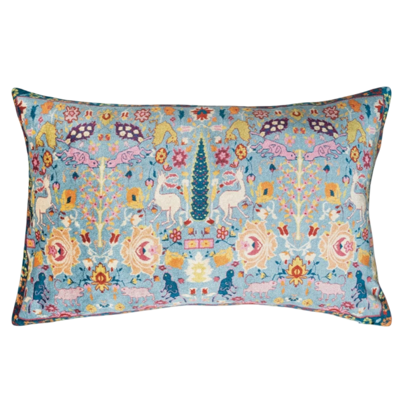 velvet lumbar pillow, floral print pillow, 24x16 pillow, cotton blend cushion, transitional decor, bohemian throw pillow, decorative bed pillow, global home style, luxe velvet pillow, rectangular throw pillow, accent pillow for sofa, cozy lumbar support