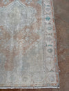 vintage Turkish rug, 4x6 rug, small accent rug, faded terracotta rug, aqua medallion rug, handwoven Turkish rug, boho rug, layered rug look, one of a kind rug, vintage home decor, entryway rug, kitchen runner, neutral Turkish rug