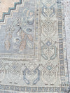 vintage Turkish rug, 6x3 rug, blue Turkish rug, medallion rug, handwoven rug, antique-style rug, neutral Turkish rug, geometric Turkish rug, heirloom rug, entryway rug, cottagecore home, boho rug