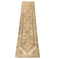 vintage Turkish rug, Turkish runner, sand and blue rug, faded Turkish runner, hallway rug, antique runner rug, neutral vintage runner, bohemian rug, long narrow rug, medallion Turkish rug
