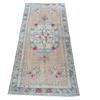 vintage Turkish runner, pink Turkish rug, blush runner, 6x3 rug, narrow vintage rug, handwoven Turkish rug, slate blue rug, kitchen runner, faded Turkish rug, one of a kind rug, traditional boho rug, antique floral runner