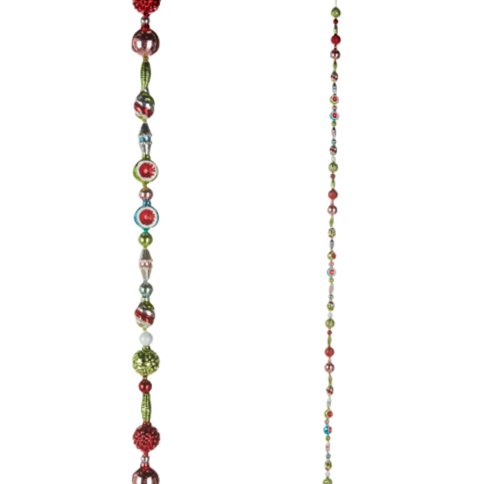 Colorful beaded necklace on a white background