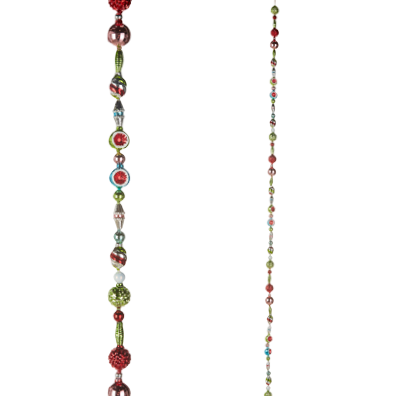 Colorful beaded necklace on a white background