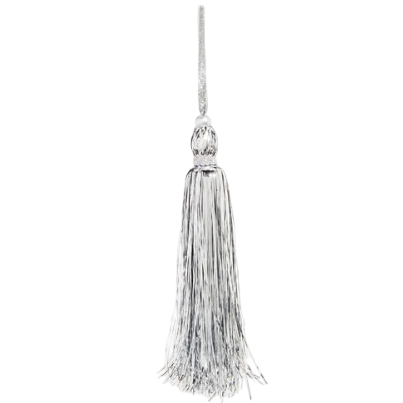 
vintage holiday raz silver tinsel ornament
