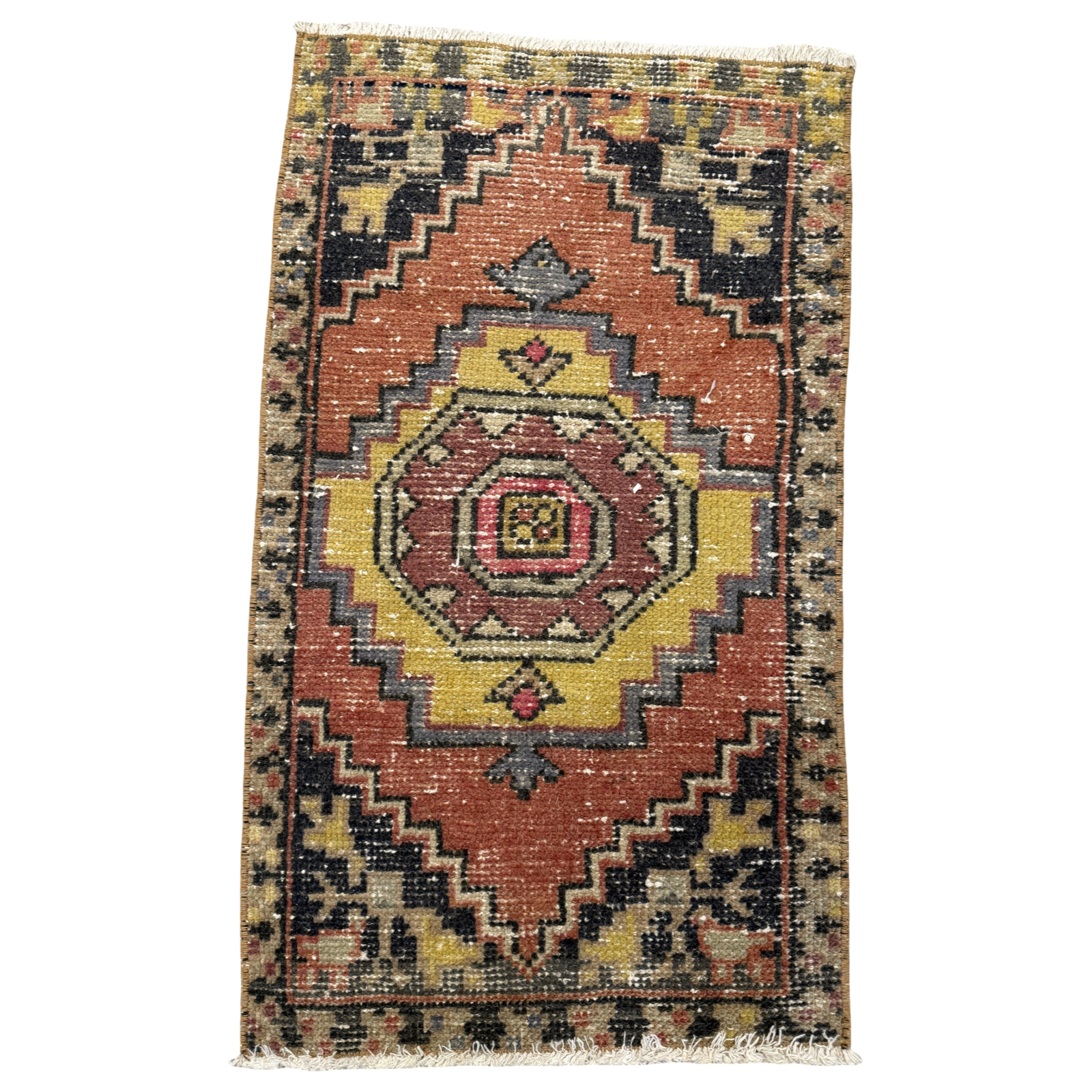 vintage turkish mini rug golden ochre charcoal medallion antique home decor home styling rug ohmeredith meredith mississippi ridgeland 