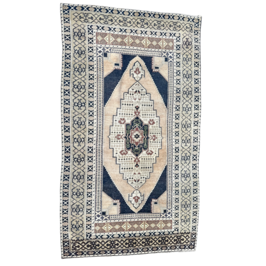 vintage turkish rug, geometric medallion rug, 6x4 area rug, neutral accent rug, turkish hallway rug, traditional turkish decor, turkish handwoven rug, earthy tone rug, turkish runner, heirloom rug
