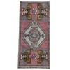 vintage turkish rug, mini turkish rug, pink mustard rug, blush rug, small turkish runner, bohemian style rug, cottagecore rug, turkish wool rug, hand-knotted vintage rug, unique accent rug
