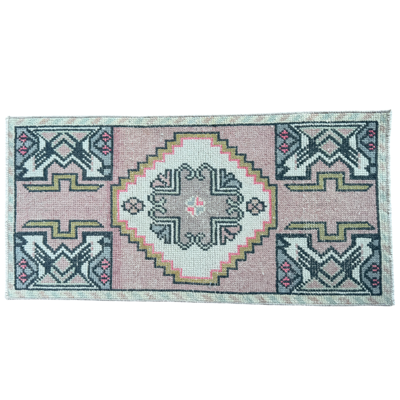 vintage turkish rug, small turkish rug, pink turkish rug, blush and cream rug, handmade turkish accent rug, bohemian small rug, turkish mini rug, entryway rug