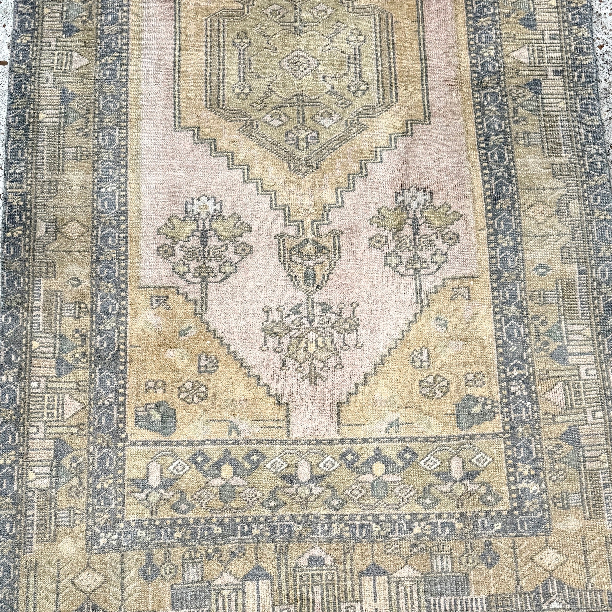vintage turkish runner, faded peach rug, narrow hallway rug, kitchen runner, antique turkish rug, peach cream runner, boho neutral rug, soft palette rug, MD Home rug, one-of-a-kind runner