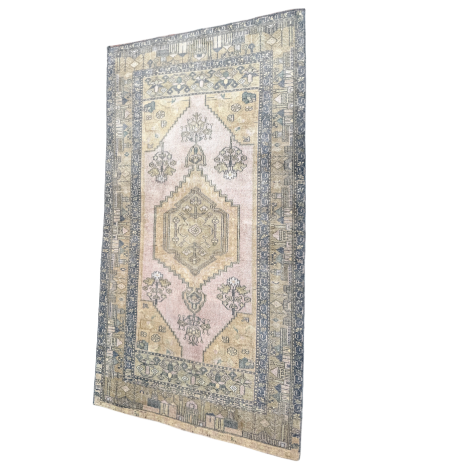 vintage turkish runner, faded peach rug, narrow hallway rug, kitchen runner, antique turkish rug, peach cream runner, boho neutral rug, soft palette rug, MD Home rug, one-of-a-kind runner