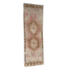 vintage turkish runner, geometric turkish rug, blush and mocha runner, pink and brown rug, long hallway rug, antique turkish runner, earthy color rug, handmade turkish rug, bold medallion rug, turkish vintage rug, bohemian hallway decor