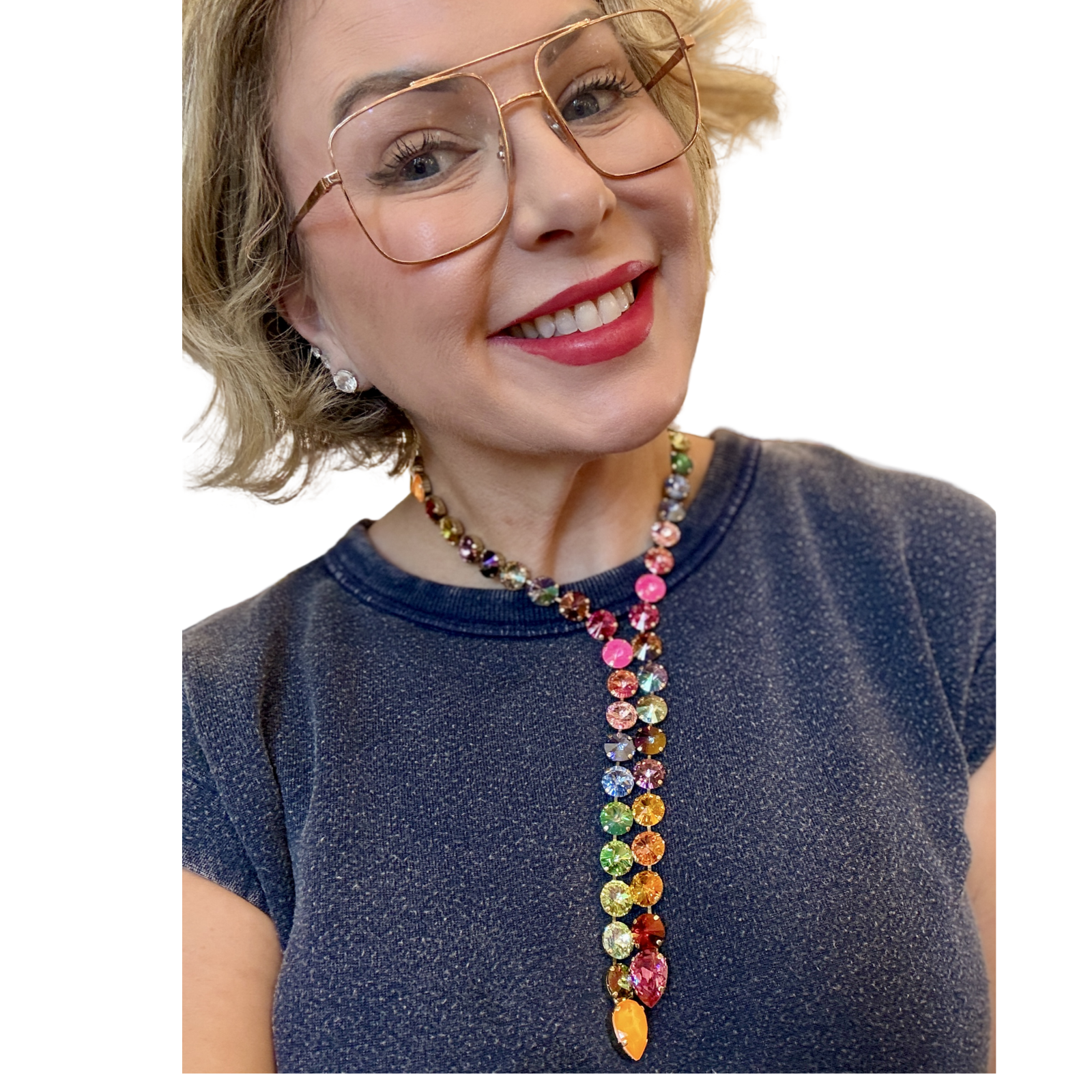 watermelon tova lariat necklace swarovski gemstones 