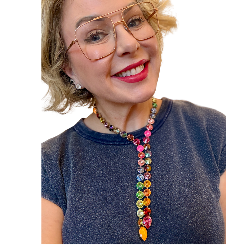 watermelon tova lariat necklace swarovski gemstones 