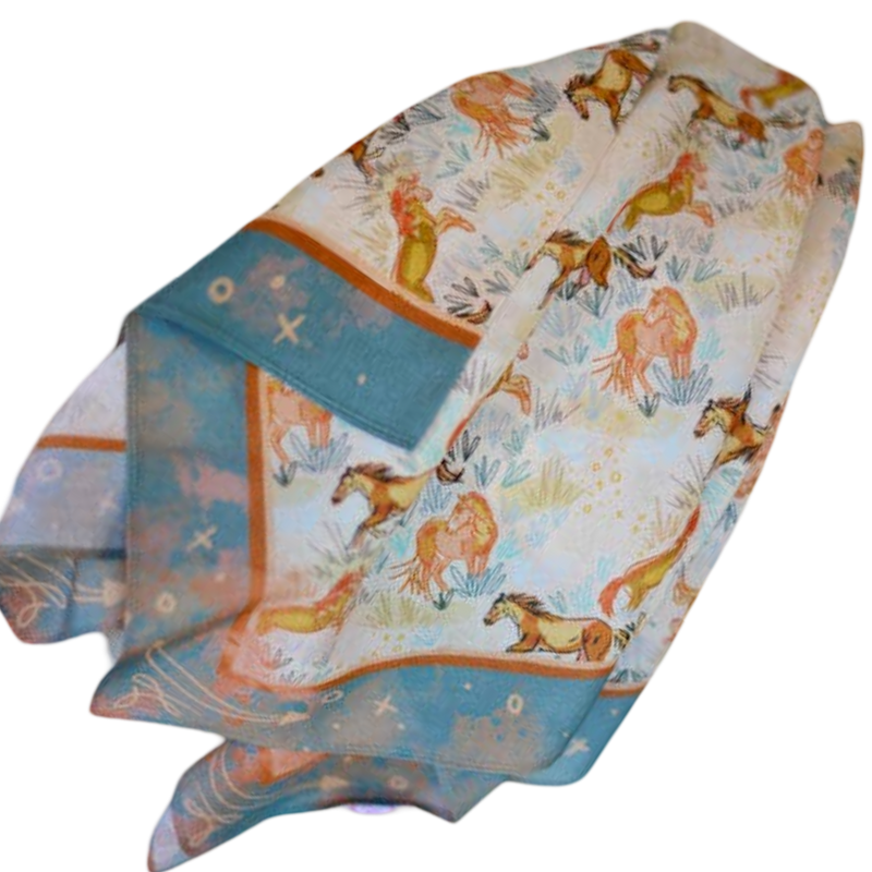 Folded fabric with animal pattern on a white background
