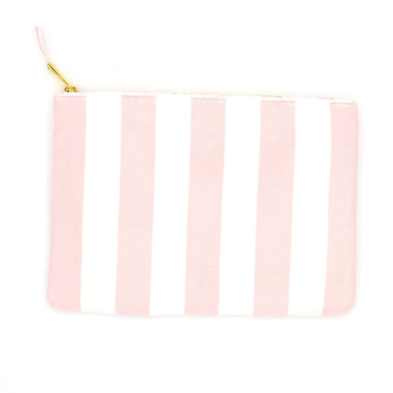 Pink Stripe Terry Flat Pouch - Large