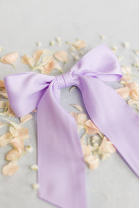 Grace & Grandeur Bailee Satin Bow Barrette: Lavender