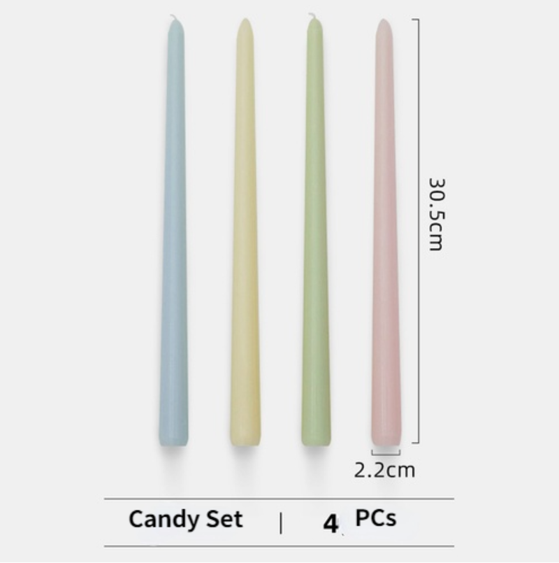 Unscented Taper Candles Set: Candy Set (4)