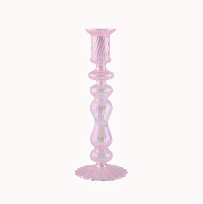 Colorful Egyptian Revival Candlesticks: Small Bone Pink