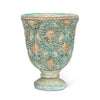 Turquoise/Gold Pedestal  Stone Planter