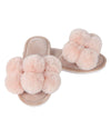 MeMoi Luxe Pompom Open Toe Plush Slippers Blush