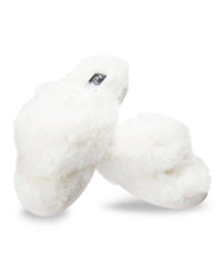 MeMoi Fuzzy Plush Thong Slippers Ivory