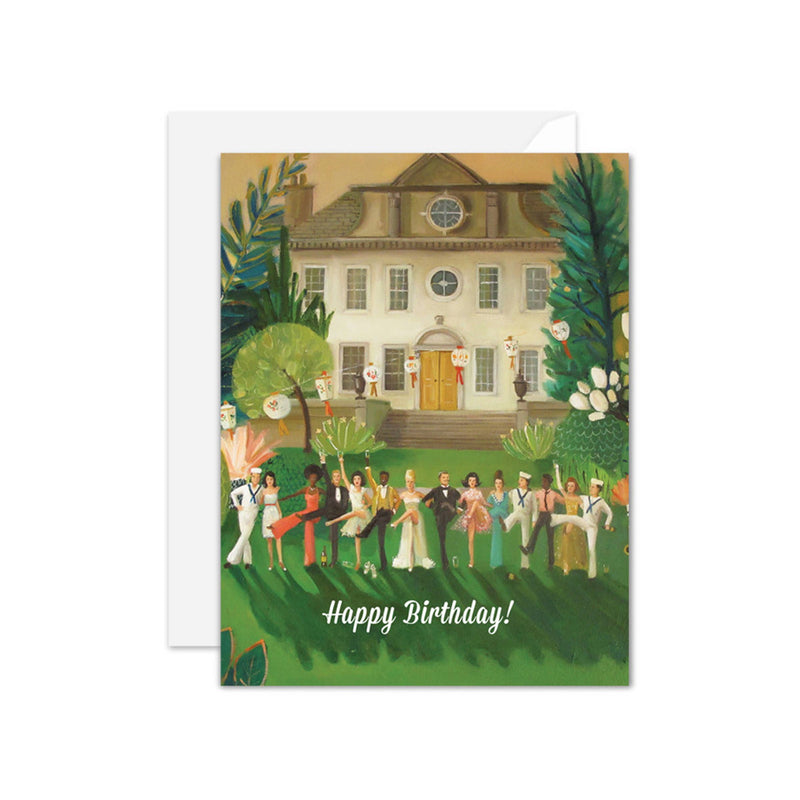 Janet Hill birthday card, whiskey sour card, high kick greeting card, blank birthday card, A2 card printed in Canada, recycled card stock birthday card, cheeky birthday card, artistic birthday card, whimsical greeting card, glamorous birthday stationery