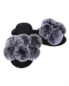 MeMoi Luxe Pompom Open Toe Plush Slippers Black