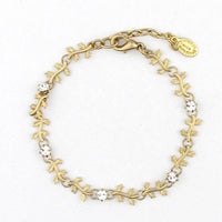 gold vine bracelet, Parisienne style bracelet, crystal embellished bracelet, La Vie jewelry, elegant gold bracelet, feminine dainty bracelet, floral inspired gold jewelry, French garden jewelry, delicate vine accessory, romantic gold crystal bracelet