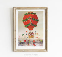 Peppermint Family Christmas Balloon Ride. 8.5"x11" Print