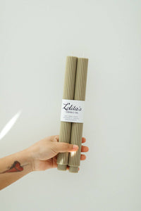 unscented green pillar candles, soy beeswax blend candle, pistachio green candle pair, non-toxic taper candles, eco-friendly home decor, handcrafted dinner candles, sculptural candles for decor, dripless candle tips, natural wax table candles, Rome pillar candle set

